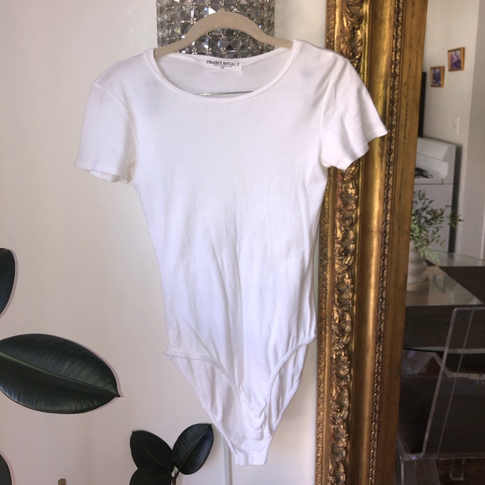 Project social T White Short Sleeve Bodysuit size S